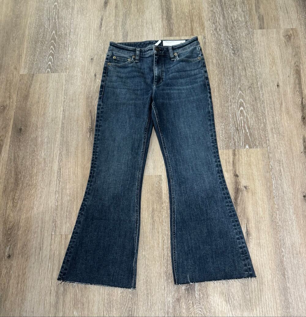 Rag & Bone Logan Mid Rise Jeans Size 26 Cropped Flare Raw Hem